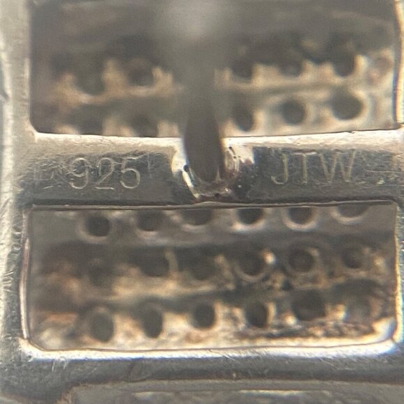 Sterling Silver 925 JTW Multistone Pave Round Diamond Square Stud Post Earrings - Picture 9 of 16